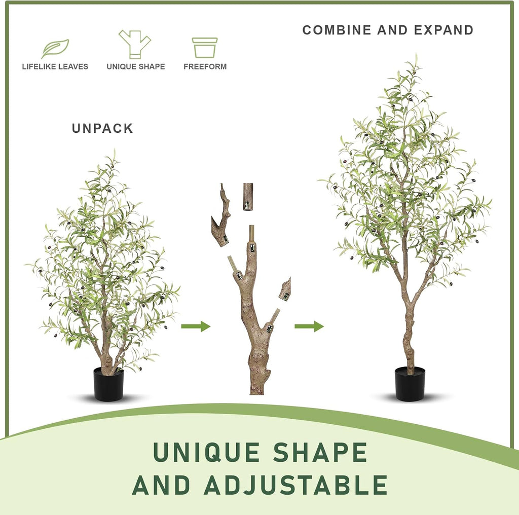 Olive Trees Artificial Indoor with Olive Branches, Lifelike Fruits