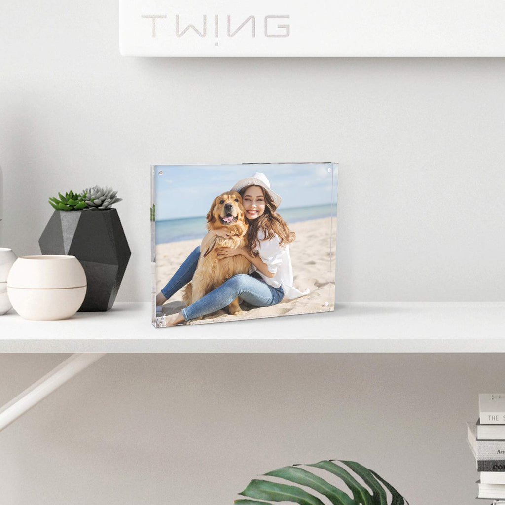 8x10 Acrylic Frame 1 Pack, 24MM Thicker Frameless Clear Picture Frames