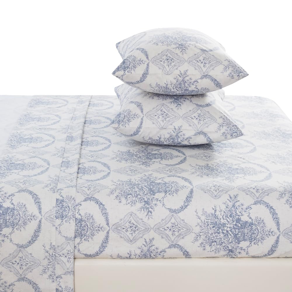 100% Cotton Bedding Printed Sheets Set. Up to 14" Deep Mattress, Farmhouse Country Cottage Pattern Bedlinen