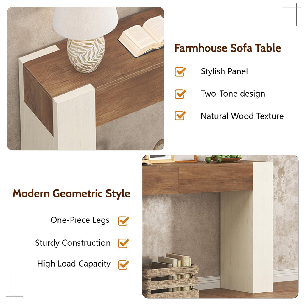 47" Entryway Console Table with 2 Drawers, Farmhouse Sofa Table
