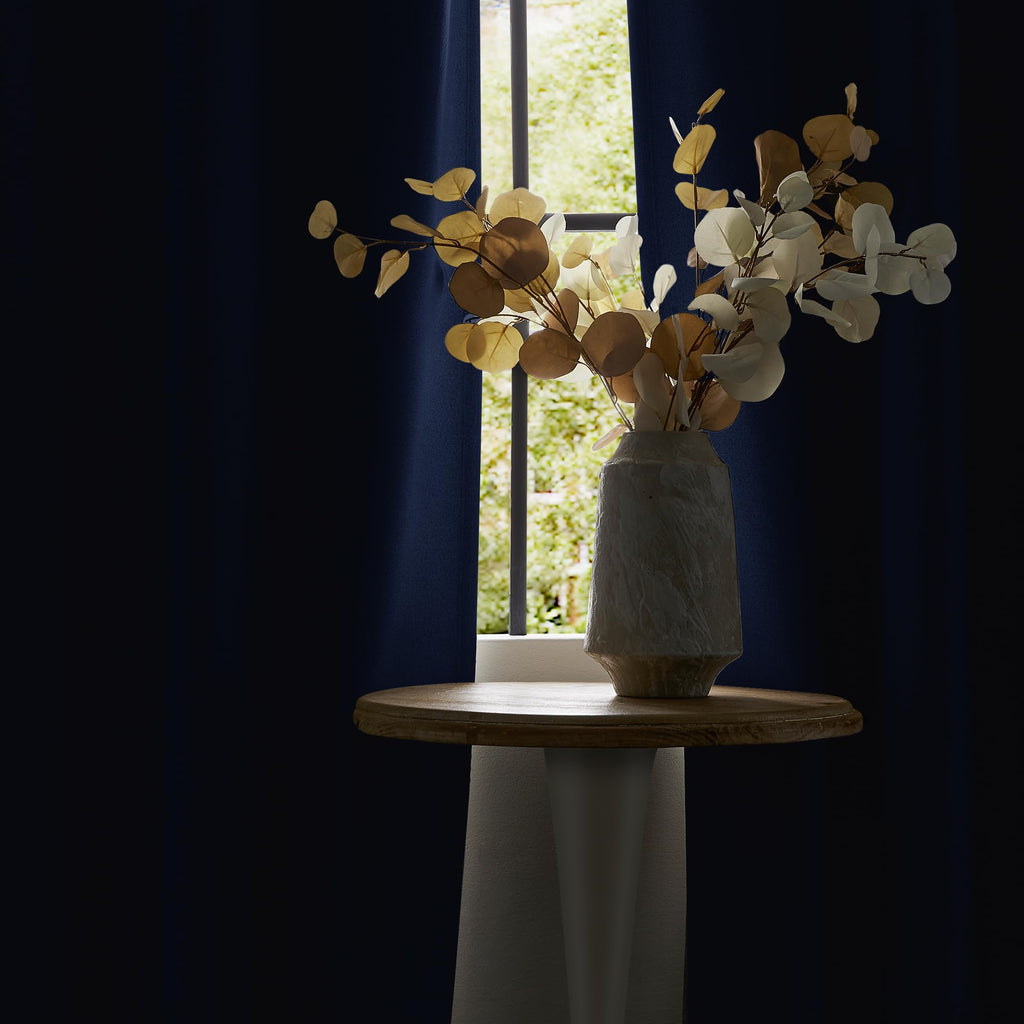 Navy Blue Blackout Curtains 96 Inches Long 2 Panels