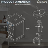 18" Small Bathroom Vanity Sink Combo Modern Freestanding Cabinet W/Matte Glass Door & Drawer Clear Boat