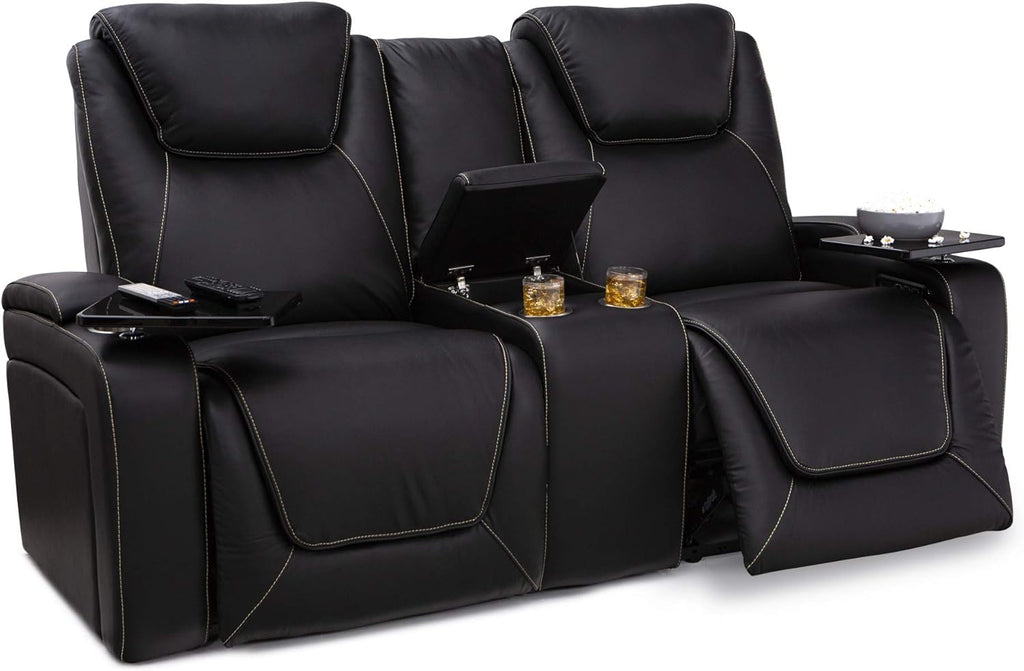 Colosseum Big & Tall Home Theater Seating - Living Room - Italian Leather - Power Recline, Headrests, and Lumbar