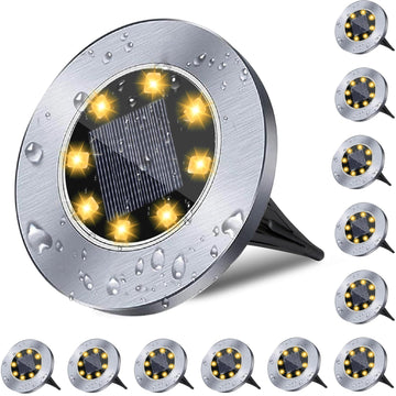 4.6 Inch Diameter Solar Ground Lights, Waterproof Solar Garden Lights, Outdoor Garden Waterproof Bright in-Ground
