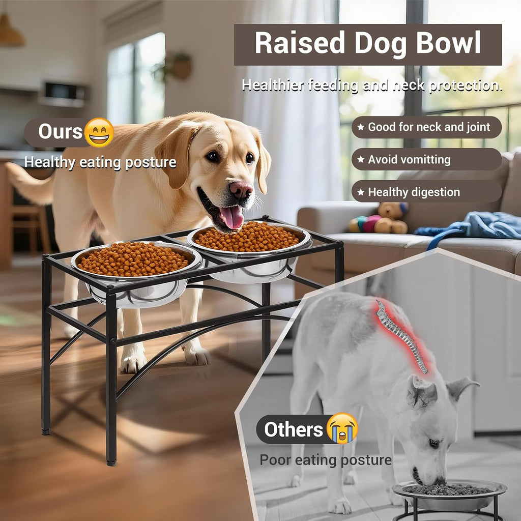 Elevated Dog Bowls Raised Pet Feeder Cat Food Water Diner Stand Set