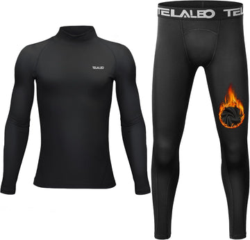 Boys Thermal Set Fleece Lined Youth Compression Shirt Pants