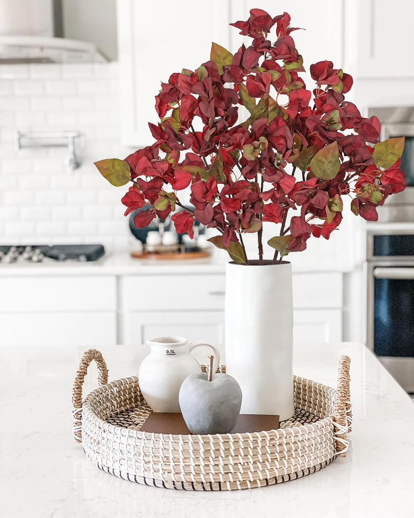 Bougainvillea Artificial Flowers 5 Pack 27.5" Fake Bougainvillea Floral Stems Realistic Silk Bougainvillea - Set of 5