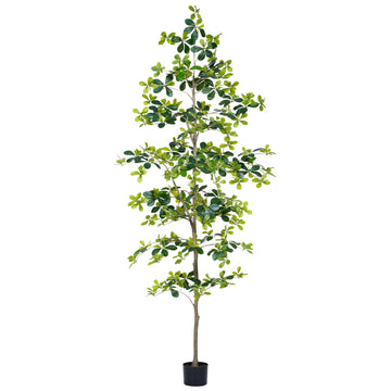 8ft Faux Black Olive Tree, Artificial Shady Lady Tree Indoor with Natural Trunk and Realistic Leaves, Tall Fake