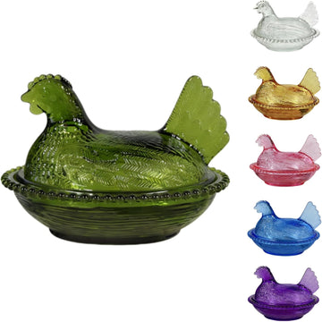 Chicken Shaped Crystal Candy Dish with Lid - Snack Bowl for Nuts, Dessert & Candy - Decorative Jar Kitchen, Office