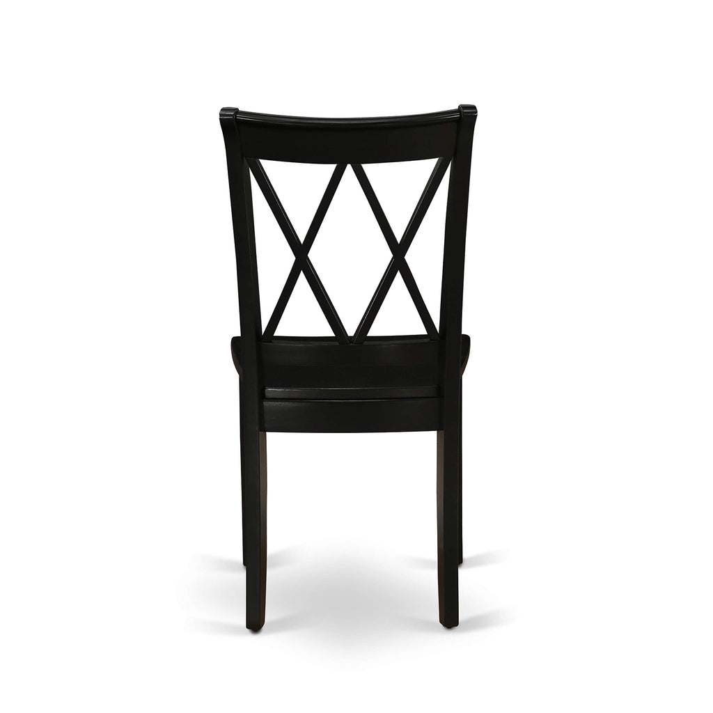 West Furniture CLC-BLK-W Clarksville Dining Chairs - Double Cross Back Wooden Seat Chairs, Set of 2, Black