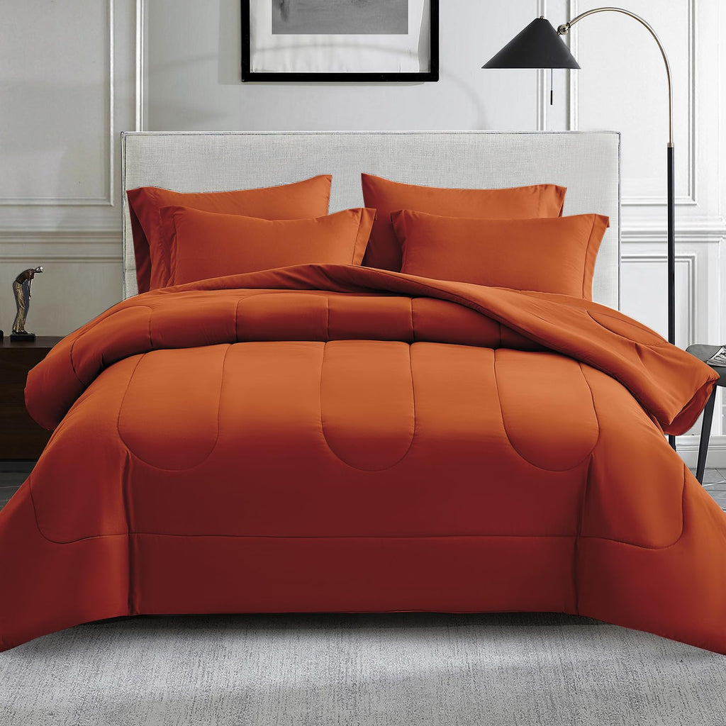7 Piece Premium Quality Super Soft Comforter 100% Egyptian Cotton 800 Thread Count 18 Inch Deep Pocket Bed-in-A-Bag