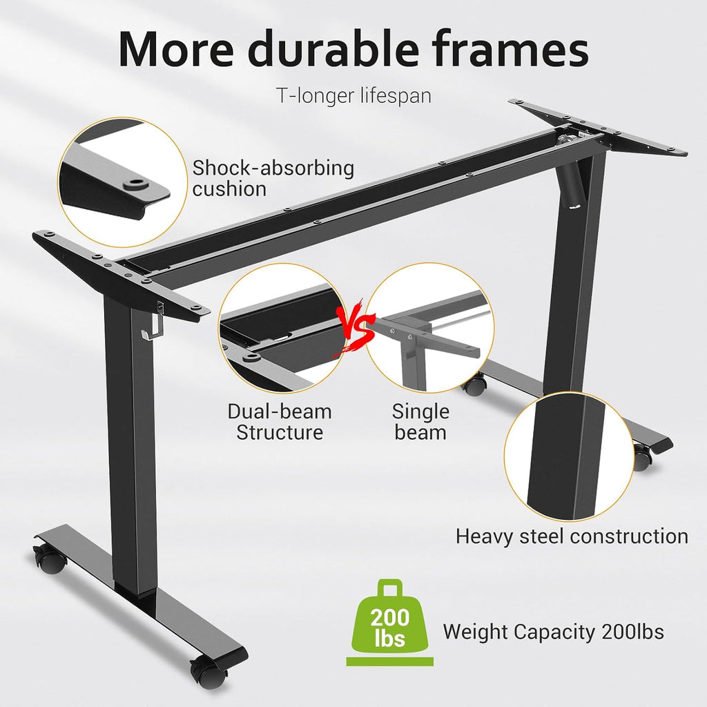Electric Standing Desk Adjustable Height, 71 x 28 Inch Sit Stand up Desk with Large Mouse Pad, Double Metal Hook,4