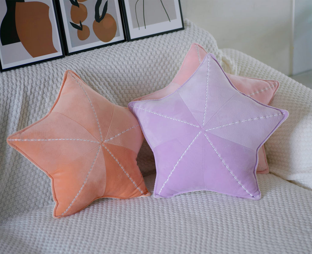 Starfish Shell Pillow Floor Pillow Sofa Cushion Reading Pillow Car Cushion (Light Purple, 19.6in)