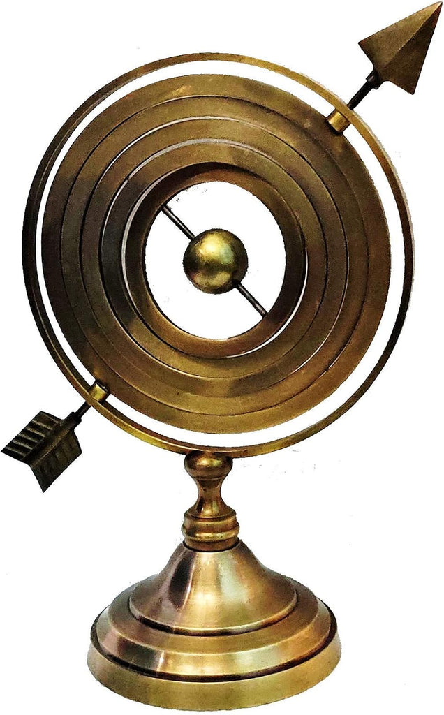 14 inches Large Antique Armillary Sphere Globe Replica Gift; Vintage Table Decor and Gift (Multicolored)