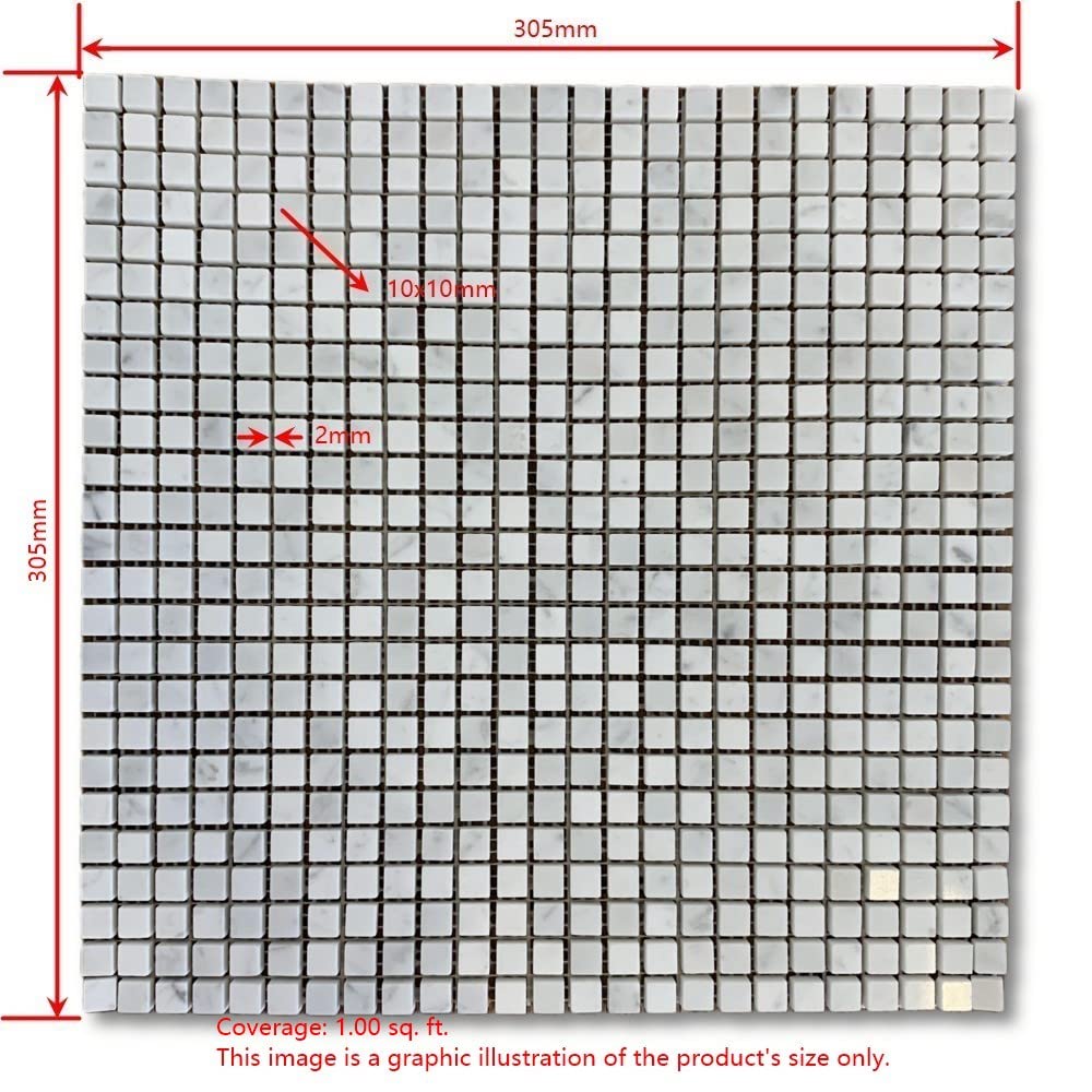 Nero Marquina Black Marble 3/8x3/8 Square Mosaic Tile Honed Kitchen Bath Wall Floor Backsplash Shower (1 Sheet)