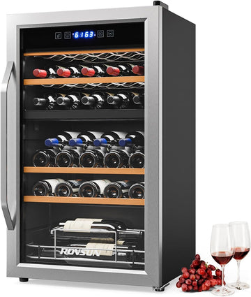 33 Bottle Dual Zone Wine Cooler Refrigerator, 41°F-64°F Freestanding Compressor 