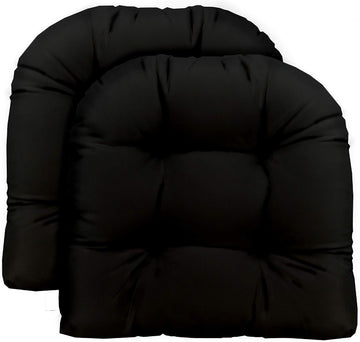 Tufted U-Shape Wicker Seat Cushions Set of 2 | 22" x 22" | Water & Fade-Resistant Spun Fabric | Outdoor Chair