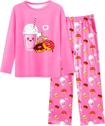 Girls Pajamas Piece Pjs Set Kids Long Sleeve and Pants Jammies Casual Wear Girls' Sleepwear Lounge Clothes Big Kid