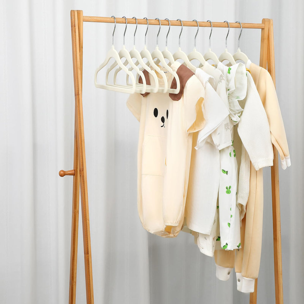 Velvet Baby Clothes Hangers 50 Pack 11.8 Inch Beige