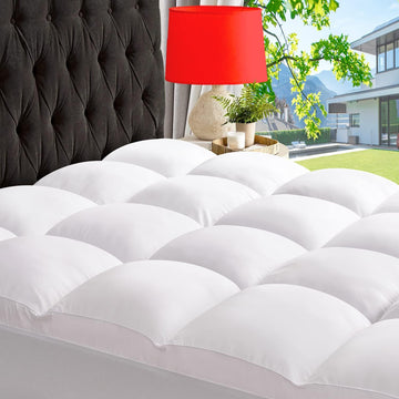 Queen Mattress Topper, Thick Pillow Top Mattress Pad, Plush Comfort | Queen Size Bed Topper with Deep Pocket