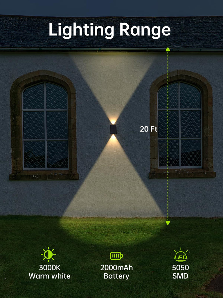 Solar Wall Lights Outdoor Waterproof Sconce for Outside, Garage, Fence