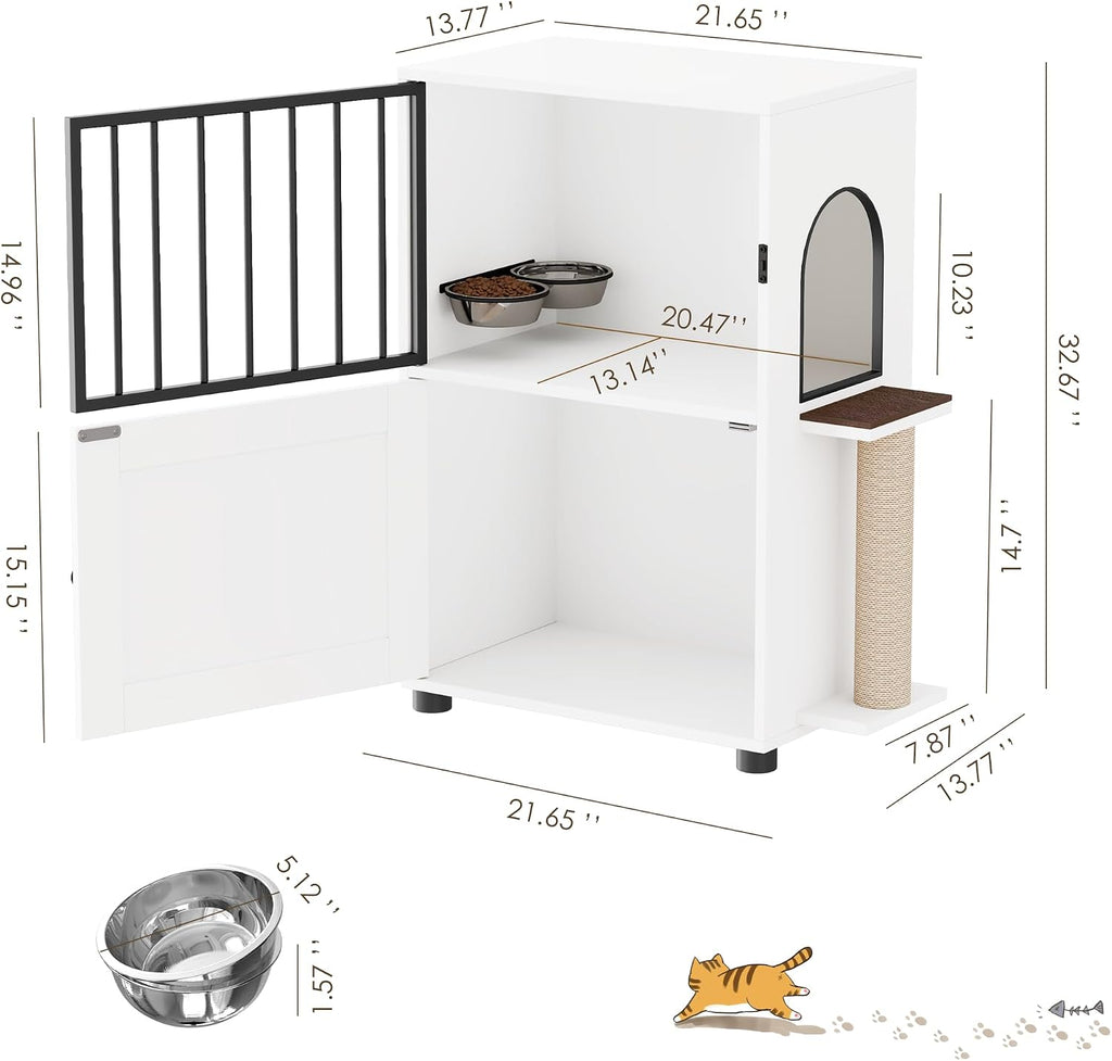 Dog Proof Cat Feeding Station, Dog Proof Cat Feeder, Cat Food Table, White