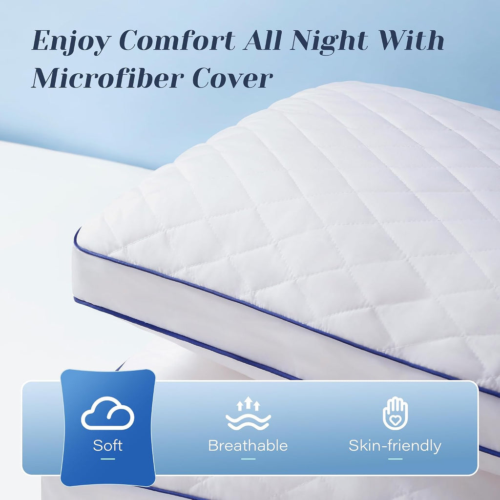 Shredded Memory Foam Pillows King Size Set of 2, Soft Bed Pillow for Side and Back Sleepers, Medium Firm Pillows 2