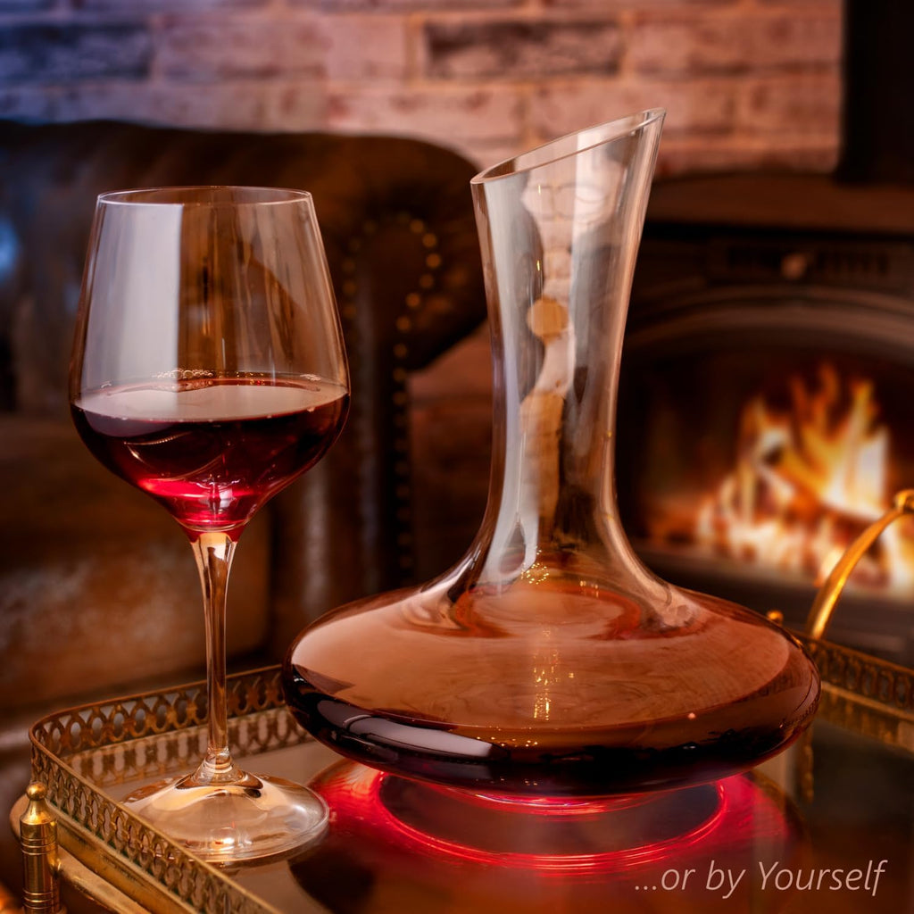 Wine Decanter & Accessories (Cork Stopper + Cleaning Beads) - 100% Lead-Free Crystal Wine Carafe - Unique Gift Idea