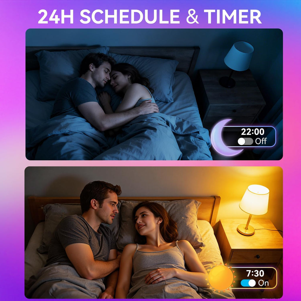 A19 Smart Light Bulbs with Remote, RGB+CCT Color LED Bulbs, 2-Pack
