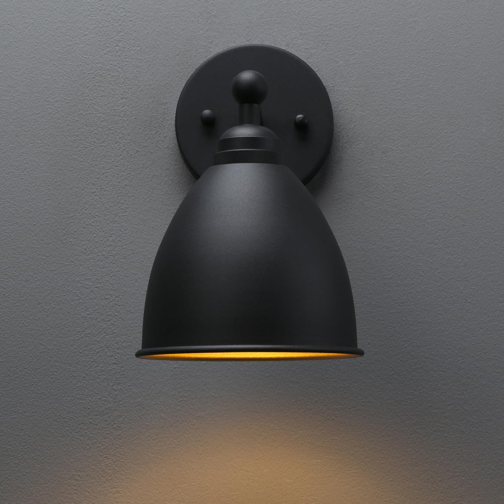 Industrial Wall Sconce Matte Black Barn Farmhouse Wall Light Fixture with Metal Lampshade (Right-Angled)
