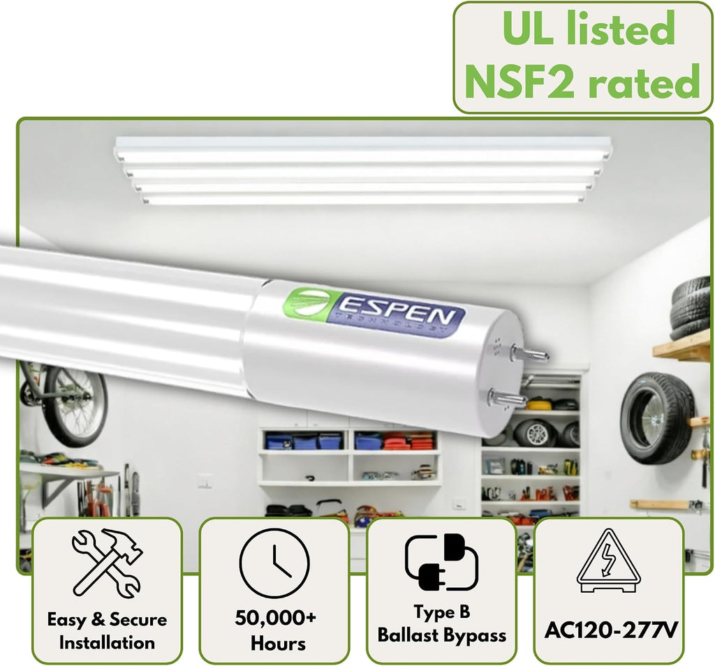25 Pack 4FT LED T8 Type B Light Tube, Ballast Bypass, Internal Driver, 14W, 1800 Lumens, 3500K/4000K Options, Glass