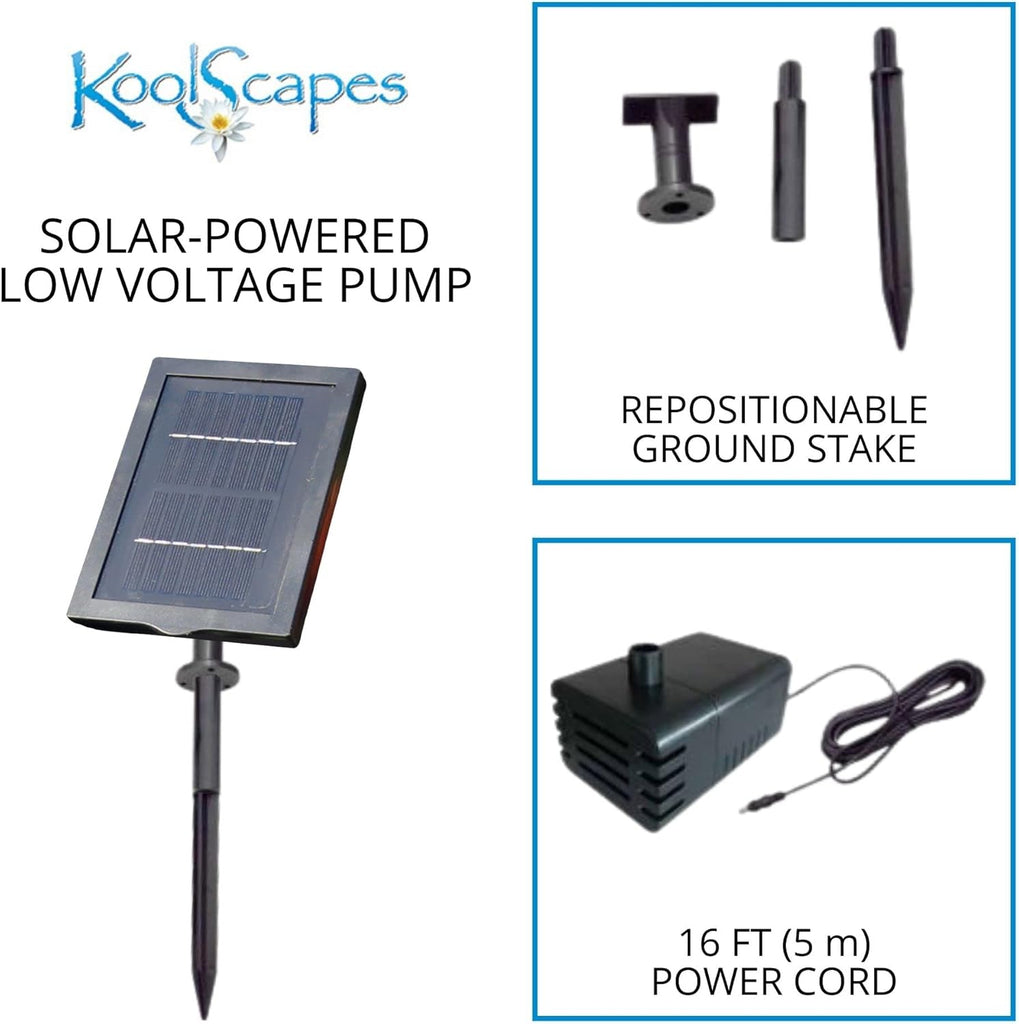 Koolscapes Solar-Powered 5-Tier Cascading Fountain, Terracotta Clay Pots, Self-Contained Water Feature