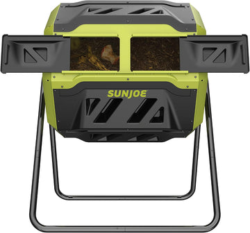 Tumbling Composter Bin with 360 Dual Chamber, 42 Gal, SJ-CMPS1 | 2-10 Week Compost, Rotating Tumbler Waste Management
