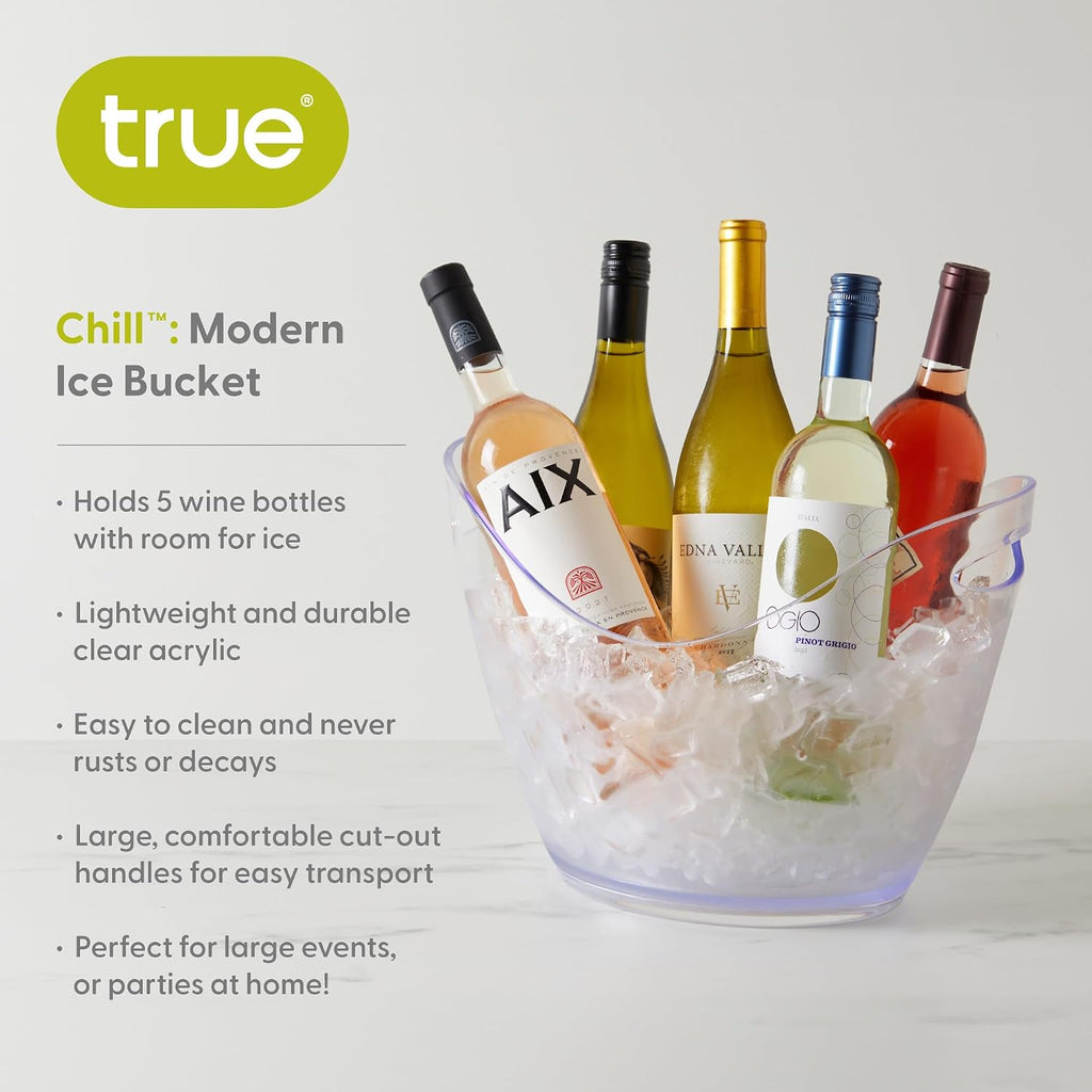 Chill Acrylic Ice Buckets for Parties and Drinks, 2.11 Gallons (8 Liters) Wine Beer Champagne Bucket, Beverage Tubs