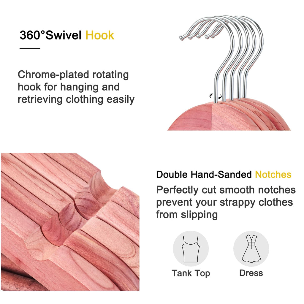 American Red Cedar Wooden Clothes Hangers for Closet 30 Pack