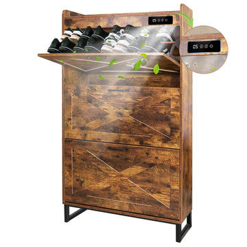 Shoe Cabinet Storage with 3 Flip Drawers & Deodorizer, Freestanding Shoes Organizer Cabinet with Metal Legs