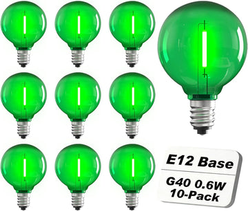 10PK G40 LED Replacement Bulbs, Shatterproof E12 Candelabra Base Bulbs
