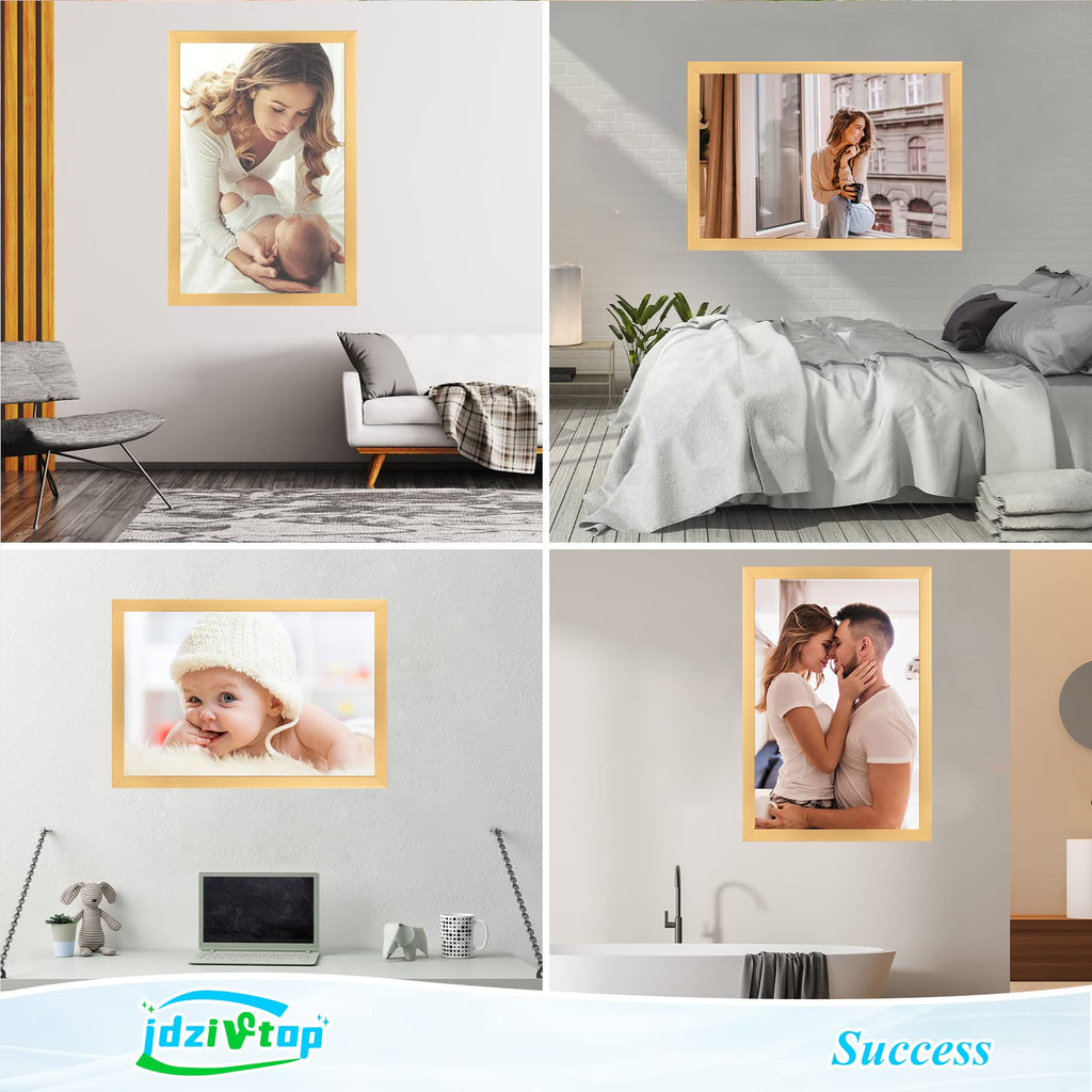 14x22 Frame Gold, Modern 22x14 Picture Poster Frame, Horizontal Vertical Hanging, Ornate 14 by 22 Gallery Family