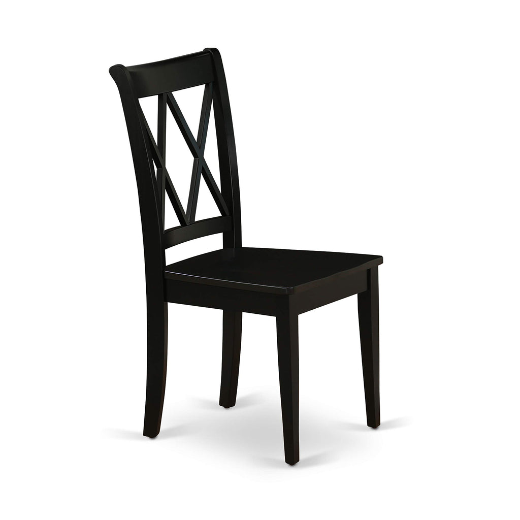 West Furniture CLC-BLK-W Clarksville Dining Chairs - Double Cross Back Wooden Seat Chairs, Set of 2, Black