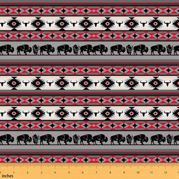 Cow Upholstery Fabric for Chairs, Aztec Fabric By The Yard, Boho Antlers