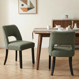 Wooden Dining Chairs Set of 4, Mid-Century Modern Upholstered Kitchen Chairs with Foot Pegs, Green