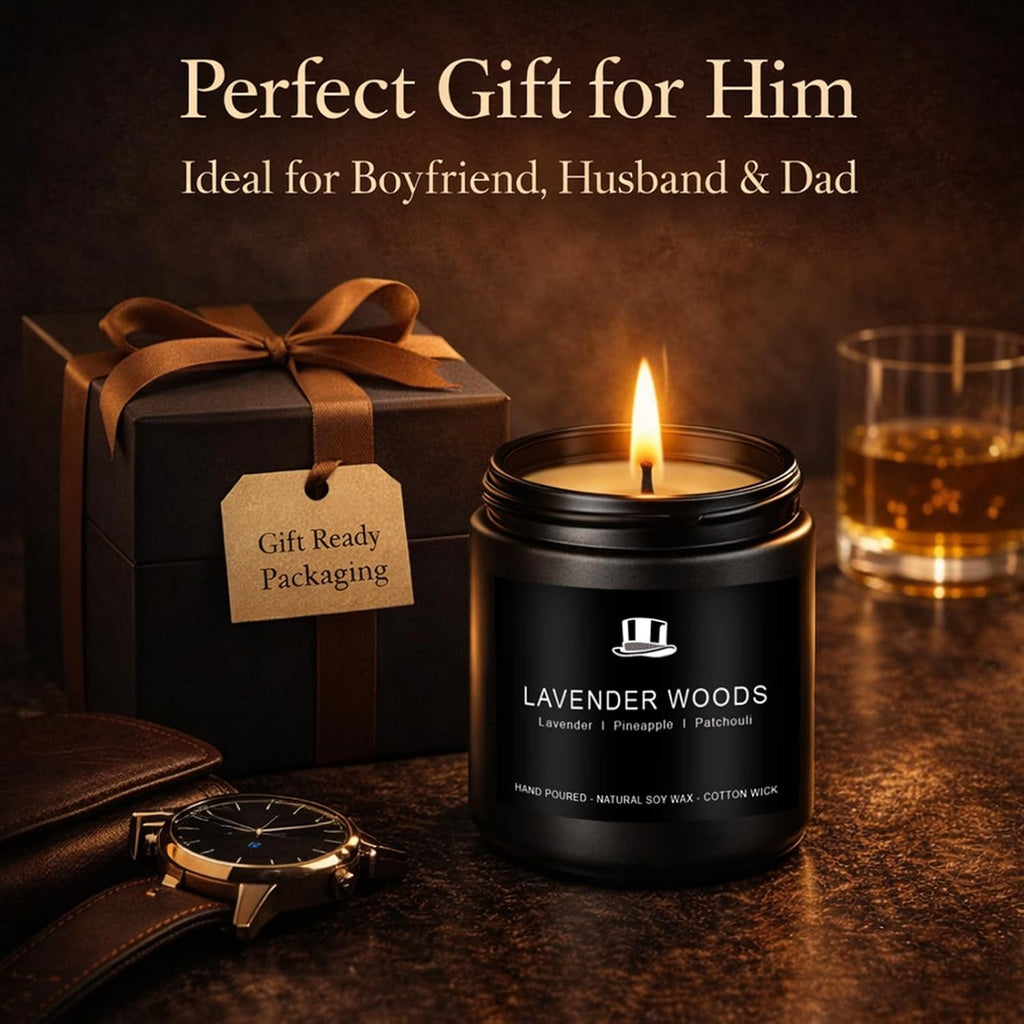 Scentes Candles Set for Men, 4 Pack Mens Masculine Soy Candles - Set of 4