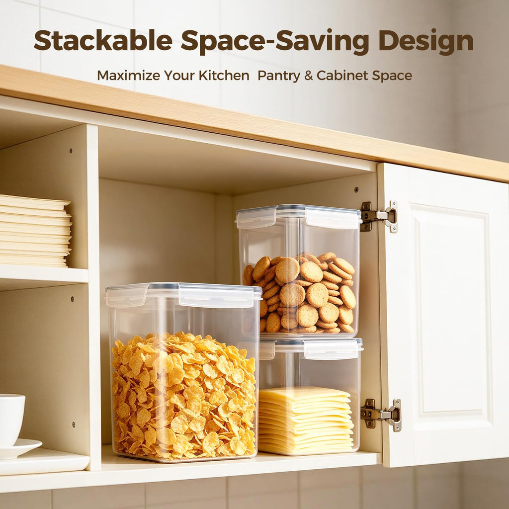 Airtight Food Storage Containers, BPA-Free Stackable Cereal
