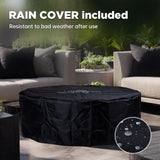 42 Inch Fire Pit Table, Outdoor Propane Fire Pit Table 2 in 1 65,000 BTU Round Gas Firepit, w/Lid, Glass Rocks, for Garden, Patio, Grey - Image 6