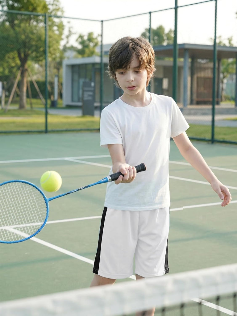 5 Pack Boys Shorts Kids Basketball Athletic Shorts Soccer Sports Mesh Quick Dry Active Gym Clothes with Drawstring