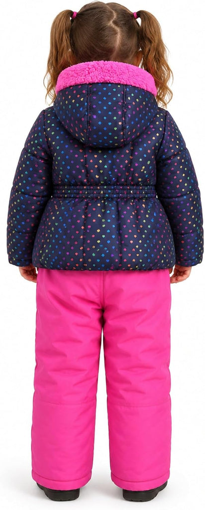 Girls' Bib Snow Pants and Ski Jacket Water-resistant Snowsuit for Kids Winter Jacket for Girls Hooded