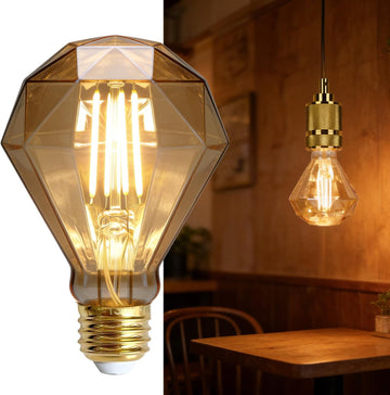 Vintage Led Bulb G95 Golden Tint 4W 110-130V E26 Edison Classic Decorative Light Bulb 2500Kelvin Warm (Diamond)