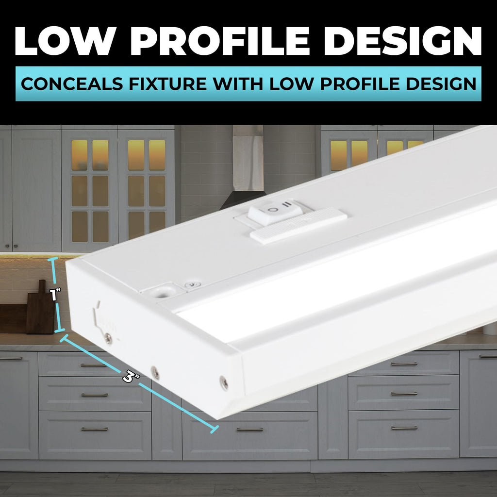 LED Under Cabinet Lighting Hardwired - 3CCT 32 Inch White Finish - Undercabinet Lights - Linkable Undercounter
