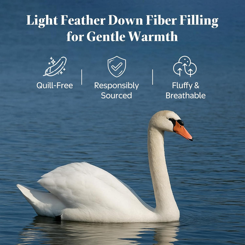 Goose Feather Down Fiber Comforter King - 100% Organic Cotton Shell All Season Duvet Insert