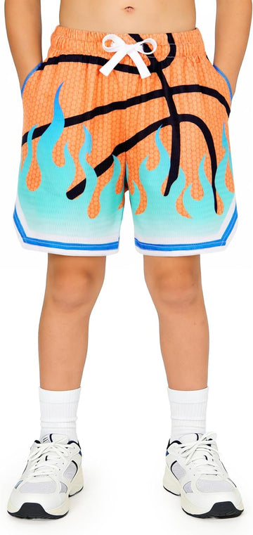 Boys Athletic Shorts Breathable Quick Dry Mesh Basketball Shorts
